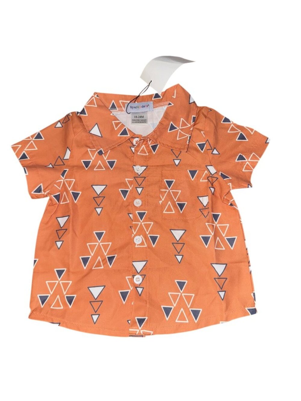 Orange Geometric Toddler Button-Up Shirt 18-24 Months By Sparkledots